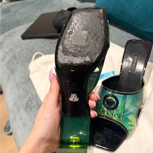 Versace Black and Green Mules - Picture 11 of 16